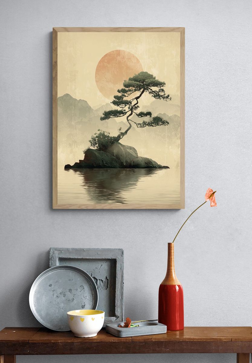 Zen Pine Island — Japanese Print. — room view 3