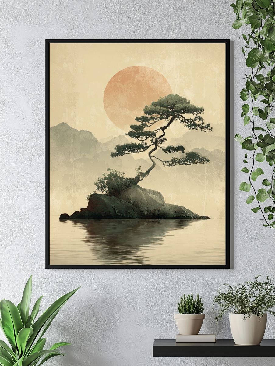 Zen Pine Island — Japanese Print. — room view 4