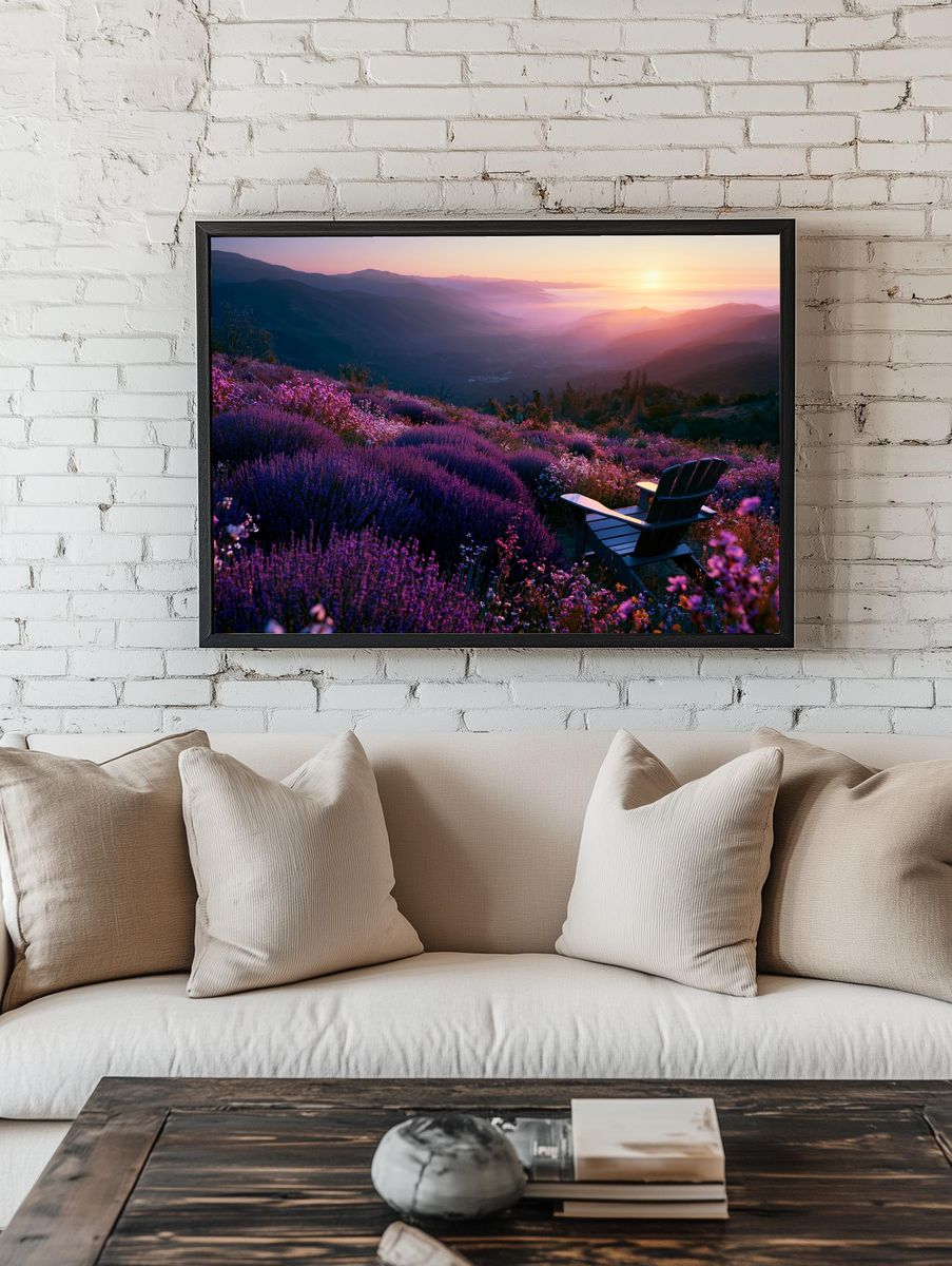 Lavender Sunset Mountain View Poster. room preview