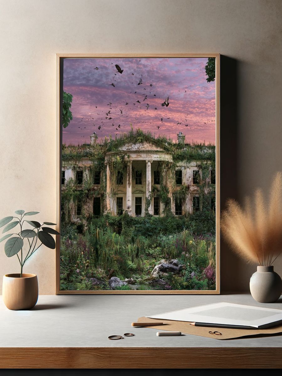 Overgrown Mansion at Sunset Poster. — room view 2