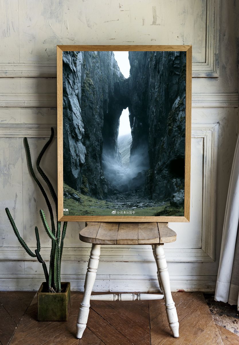 Misty Rock Canyon Landscape Poster. room preview