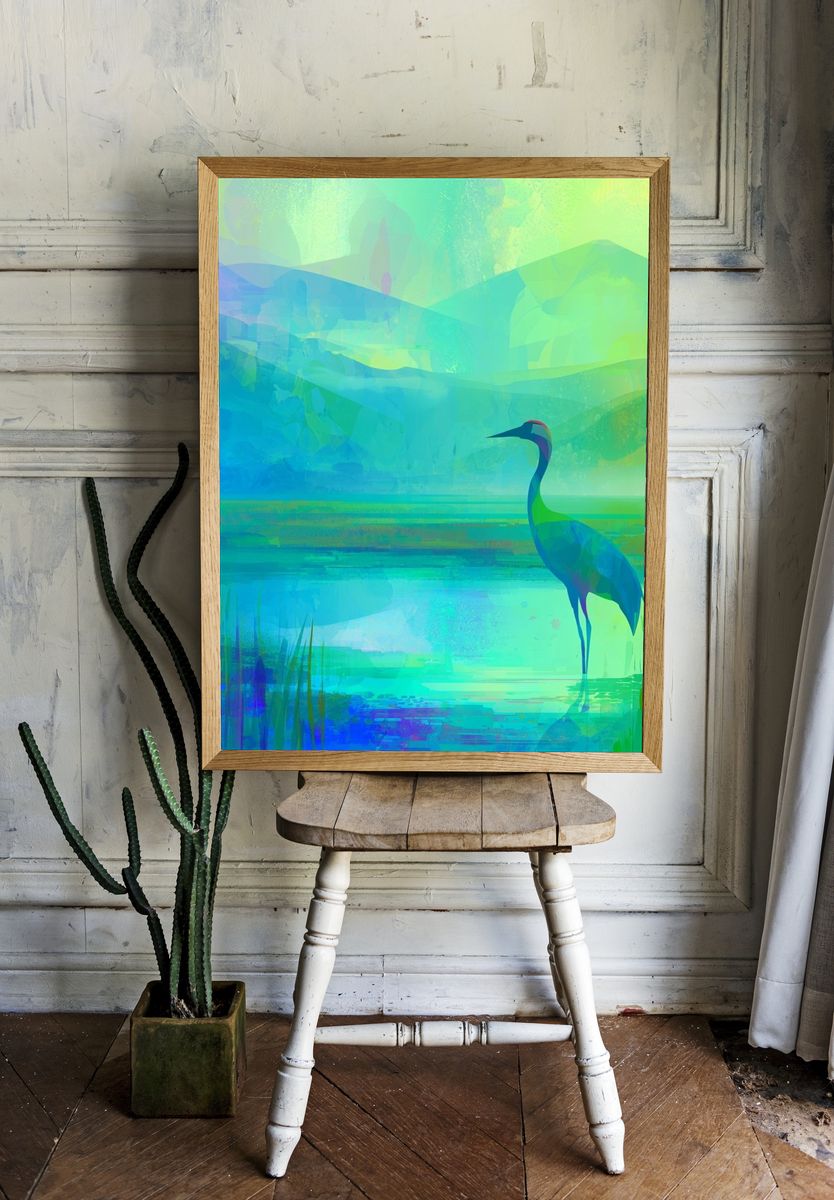 Heron at Dawn Nature Poster. — room view 1