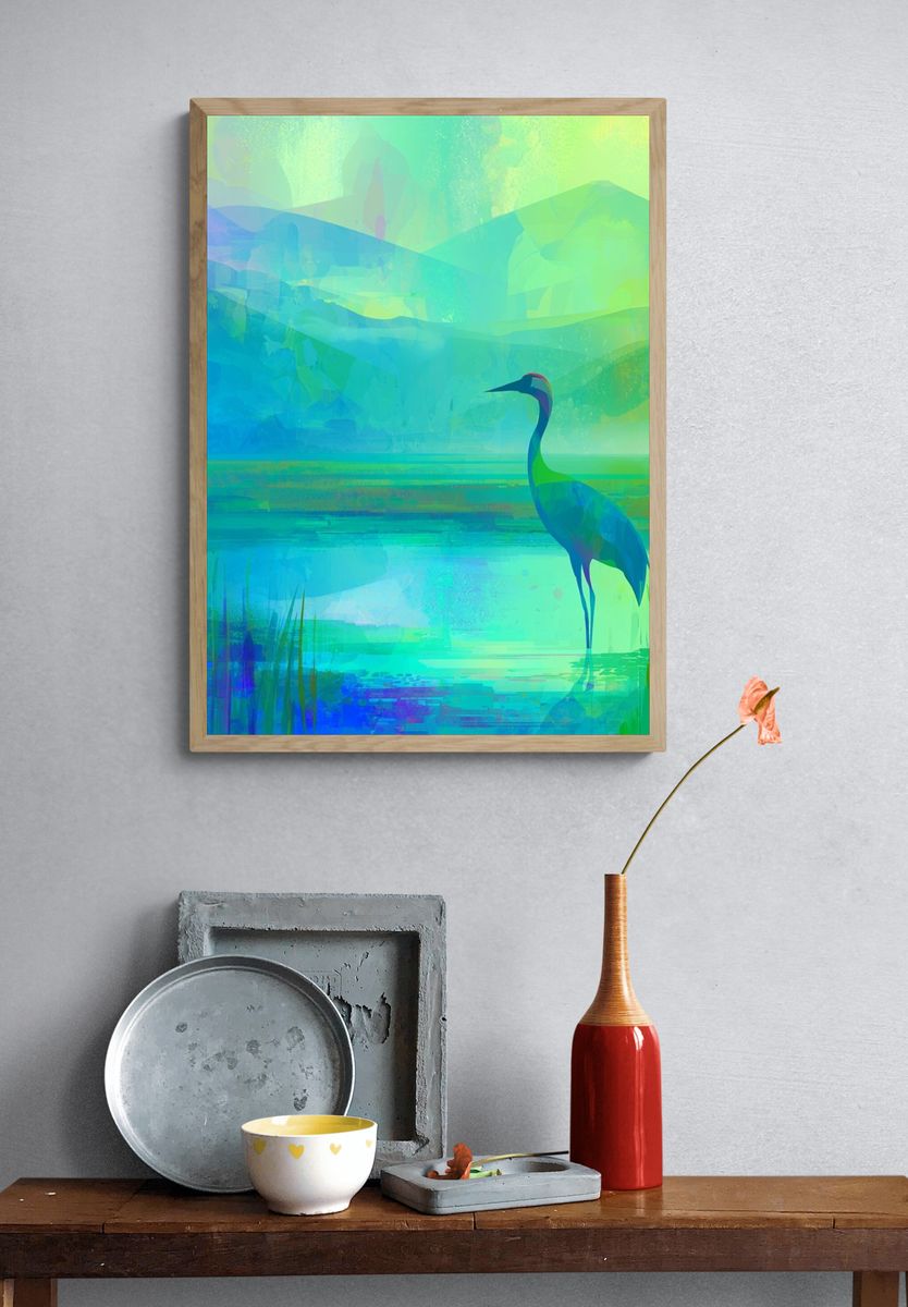Heron at Dawn Nature Poster. — room view 3