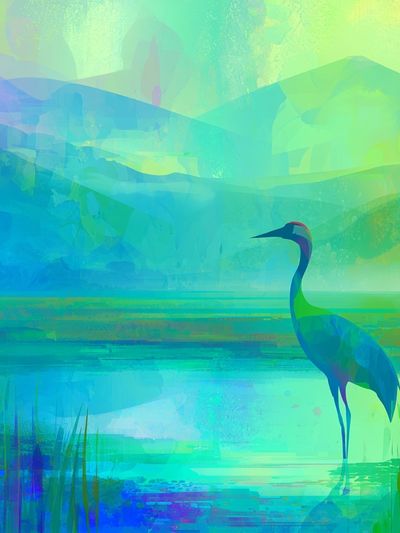 Heron at Dawn Nature Poster. poster