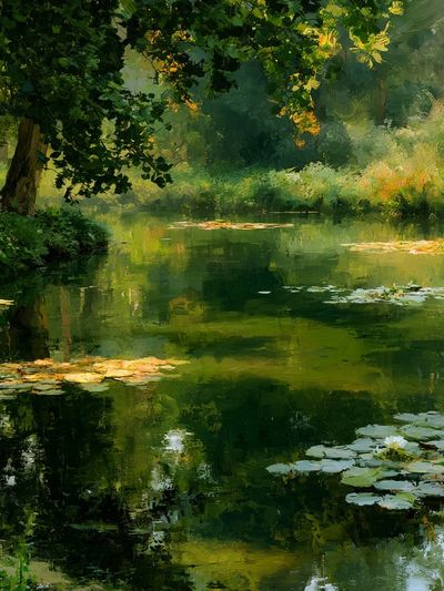 Lily Pond Forest Impressionist Poster.