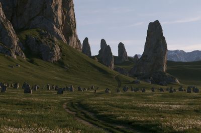 Misty Stone Spires Landscape Print.