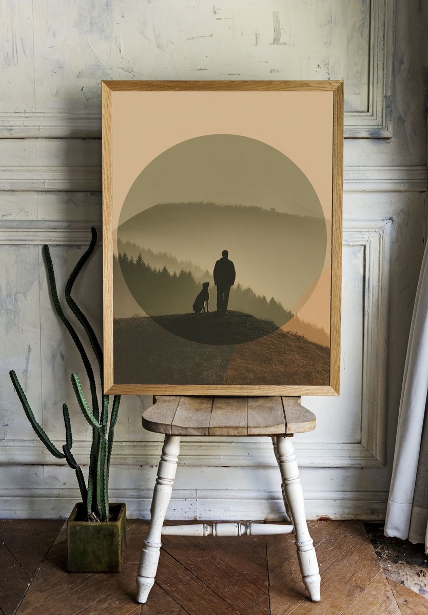 Misty Mountain Silhouette Photography Poster. — room view 1