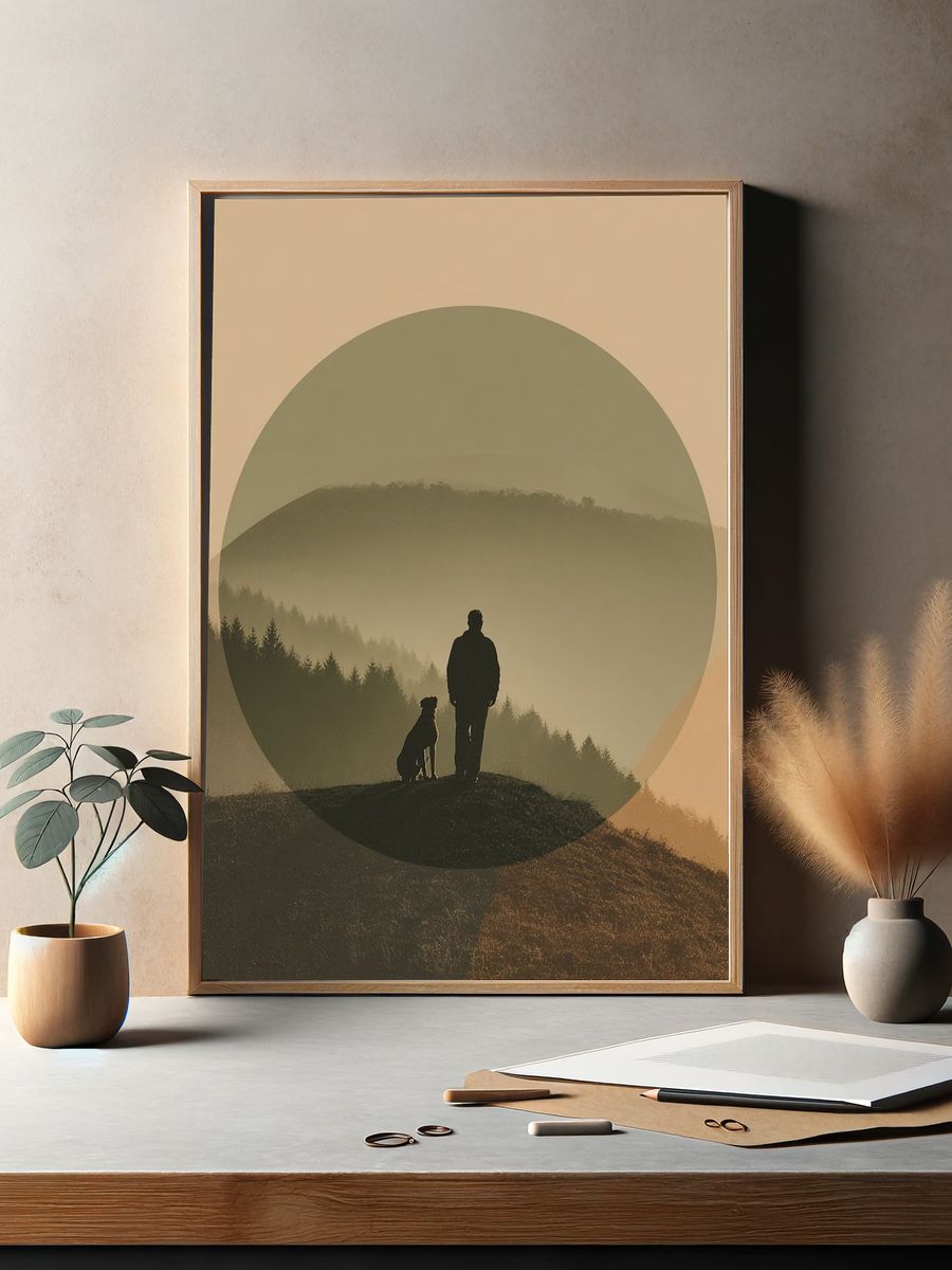 Misty Mountain Silhouette Photography Poster. — room view 2