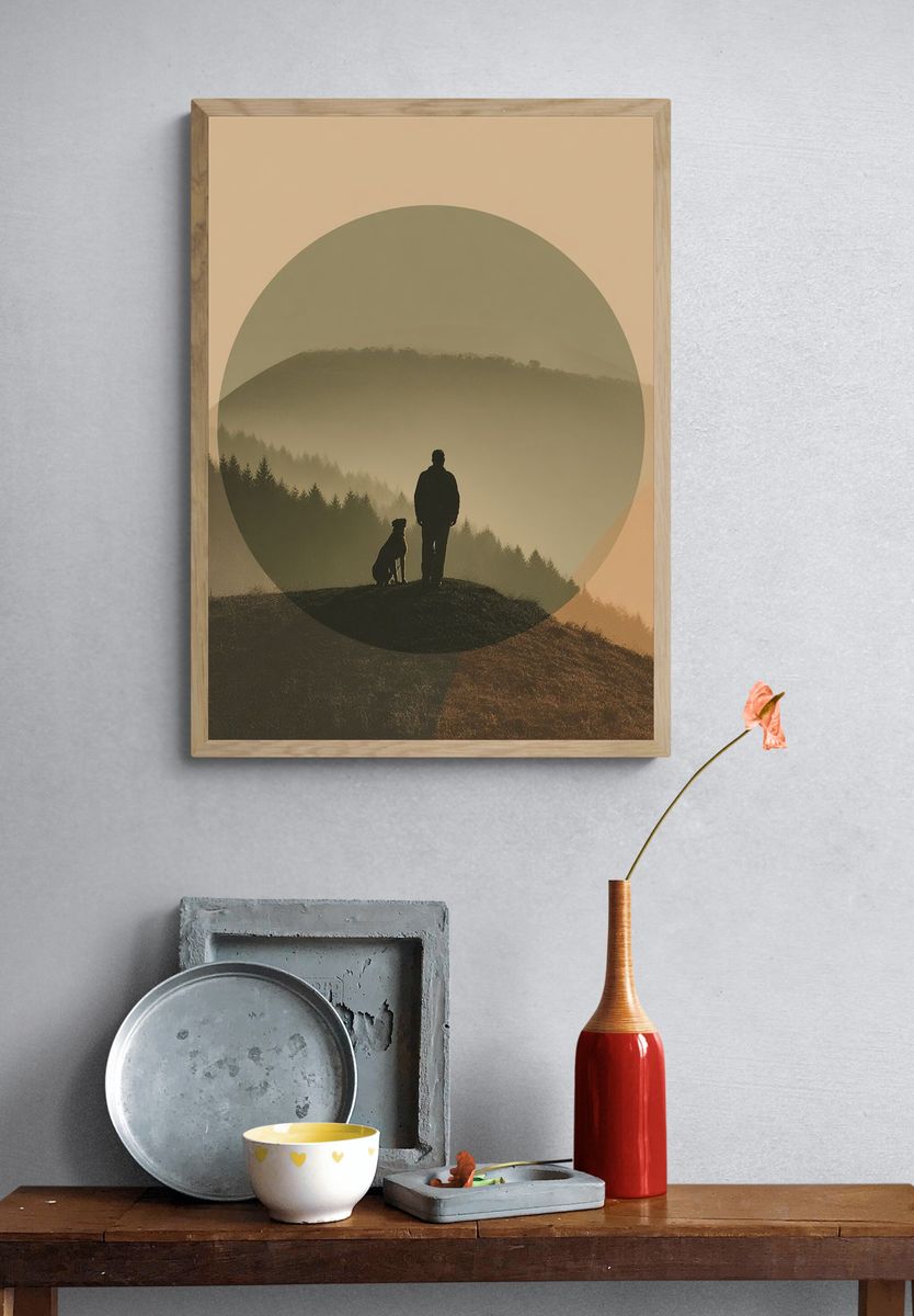 Misty Mountain Silhouette Photography Poster. — room view 3