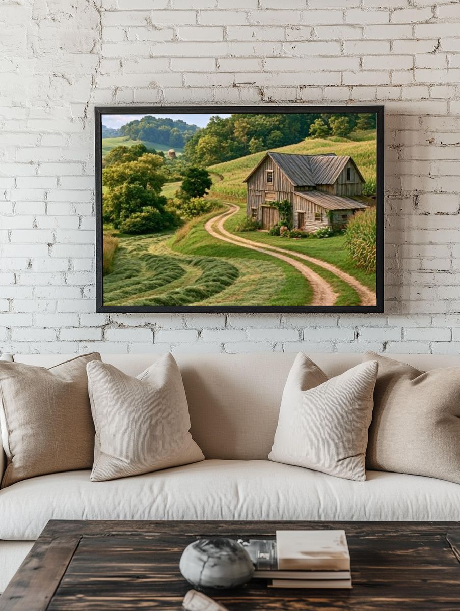 Rustic Farmhouse Landscape Poster. room preview