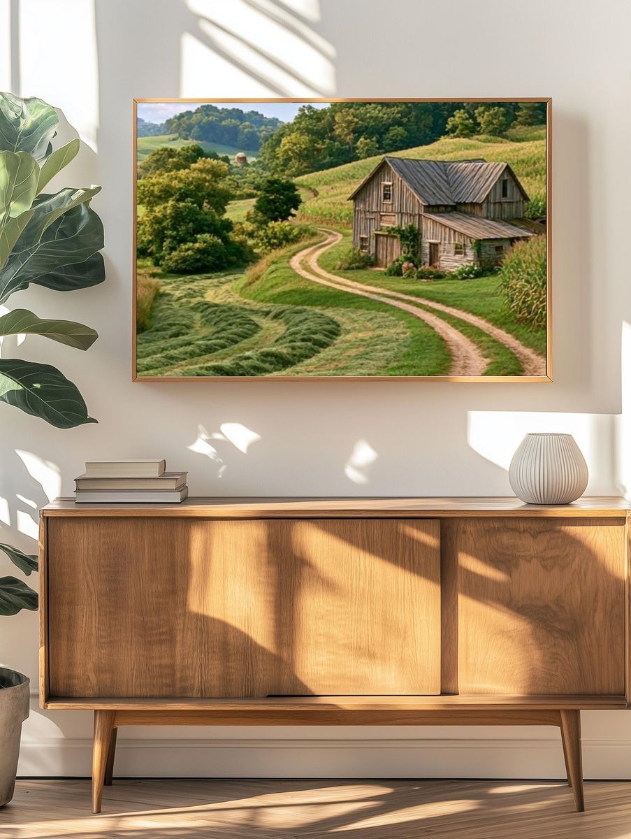Rustic Farmhouse Landscape Poster. — room view 3