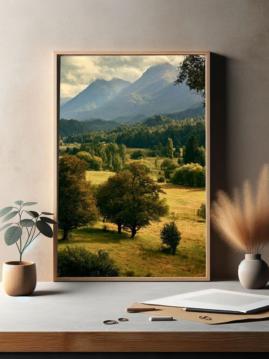 Misty Mountain Valley Landscape Poster. — room view 2
