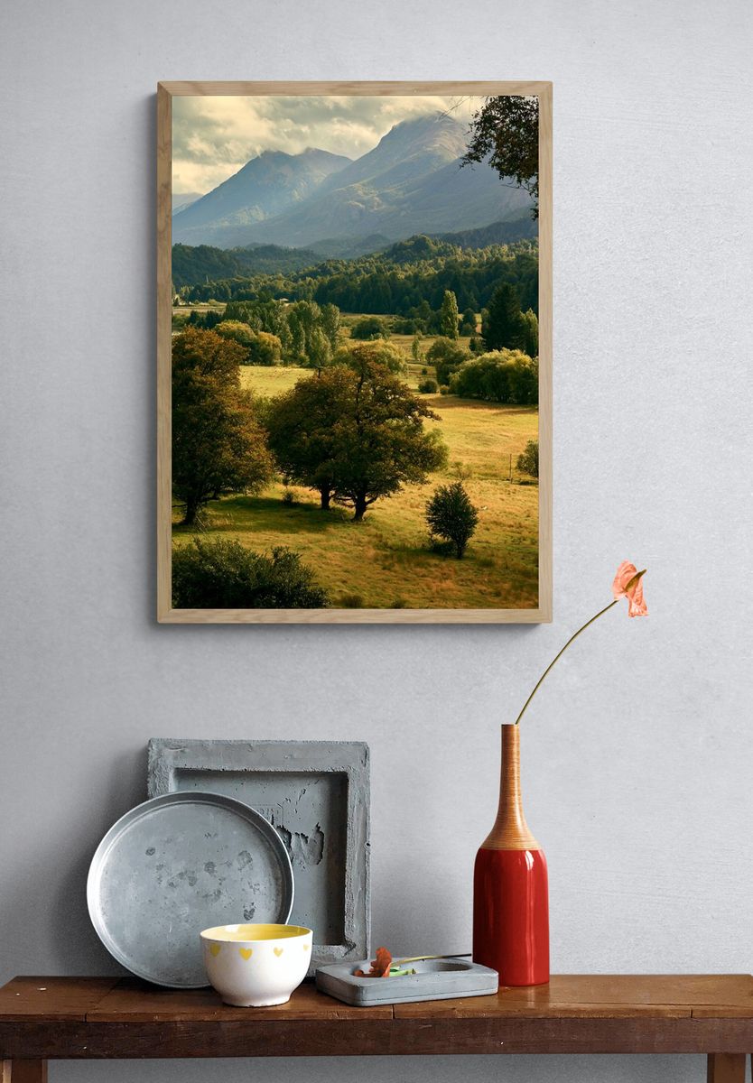 Misty Mountain Valley Landscape Poster. — room view 3