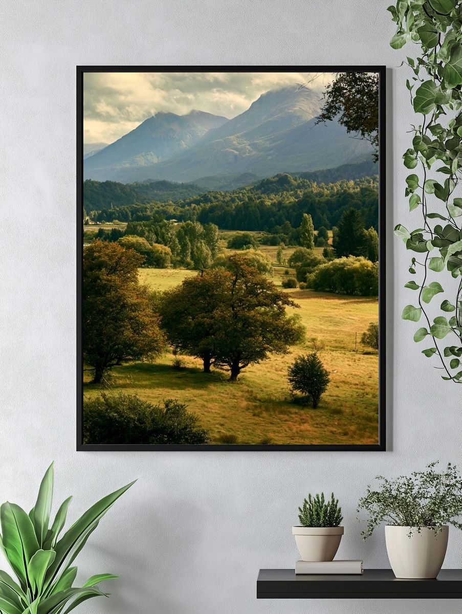 Misty Mountain Valley Landscape Poster. — room view 4
