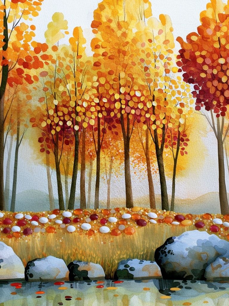 Autumn Forest Watercolor Poster. poster detail