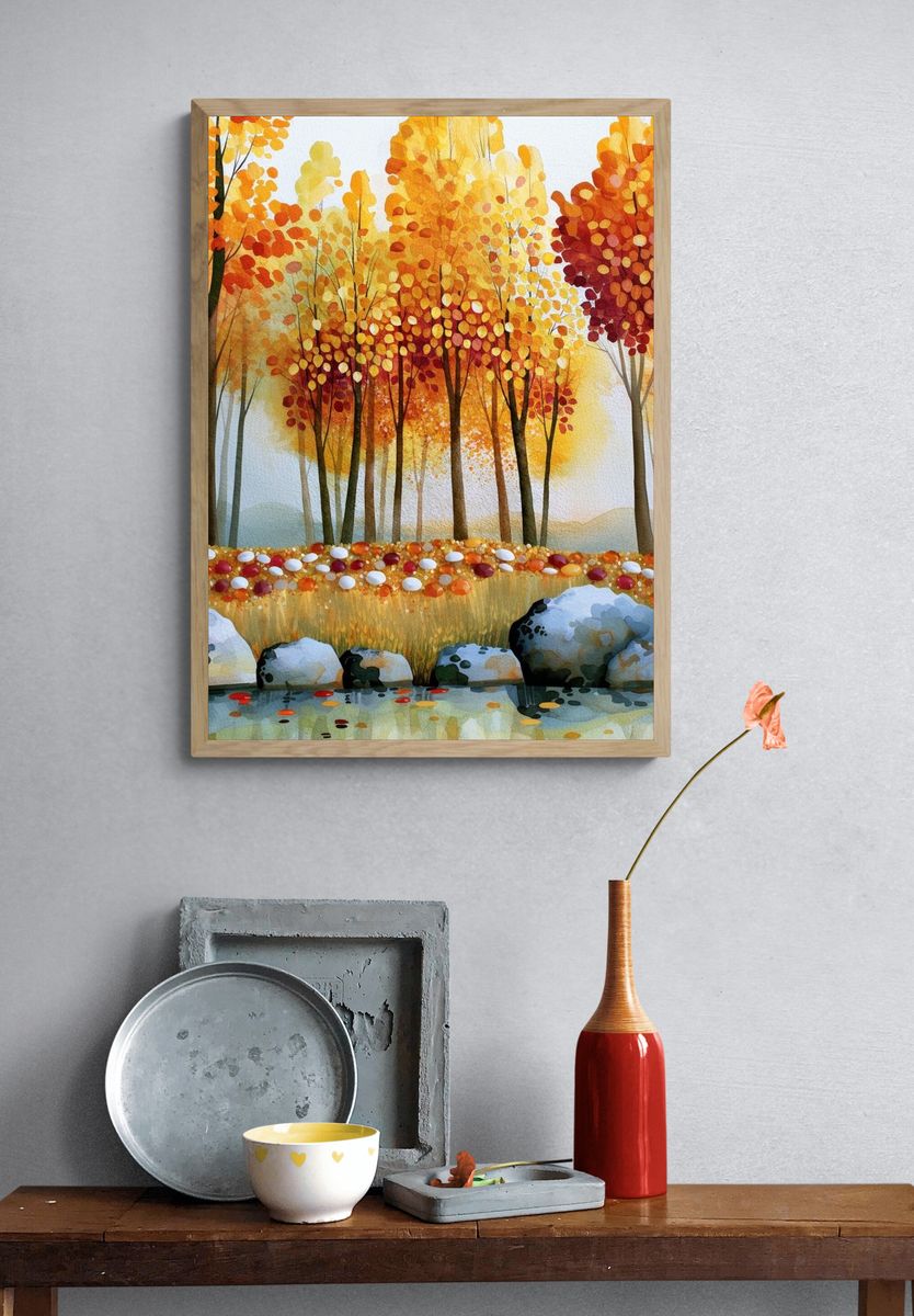 Autumn Forest Watercolor Poster. — room view 3