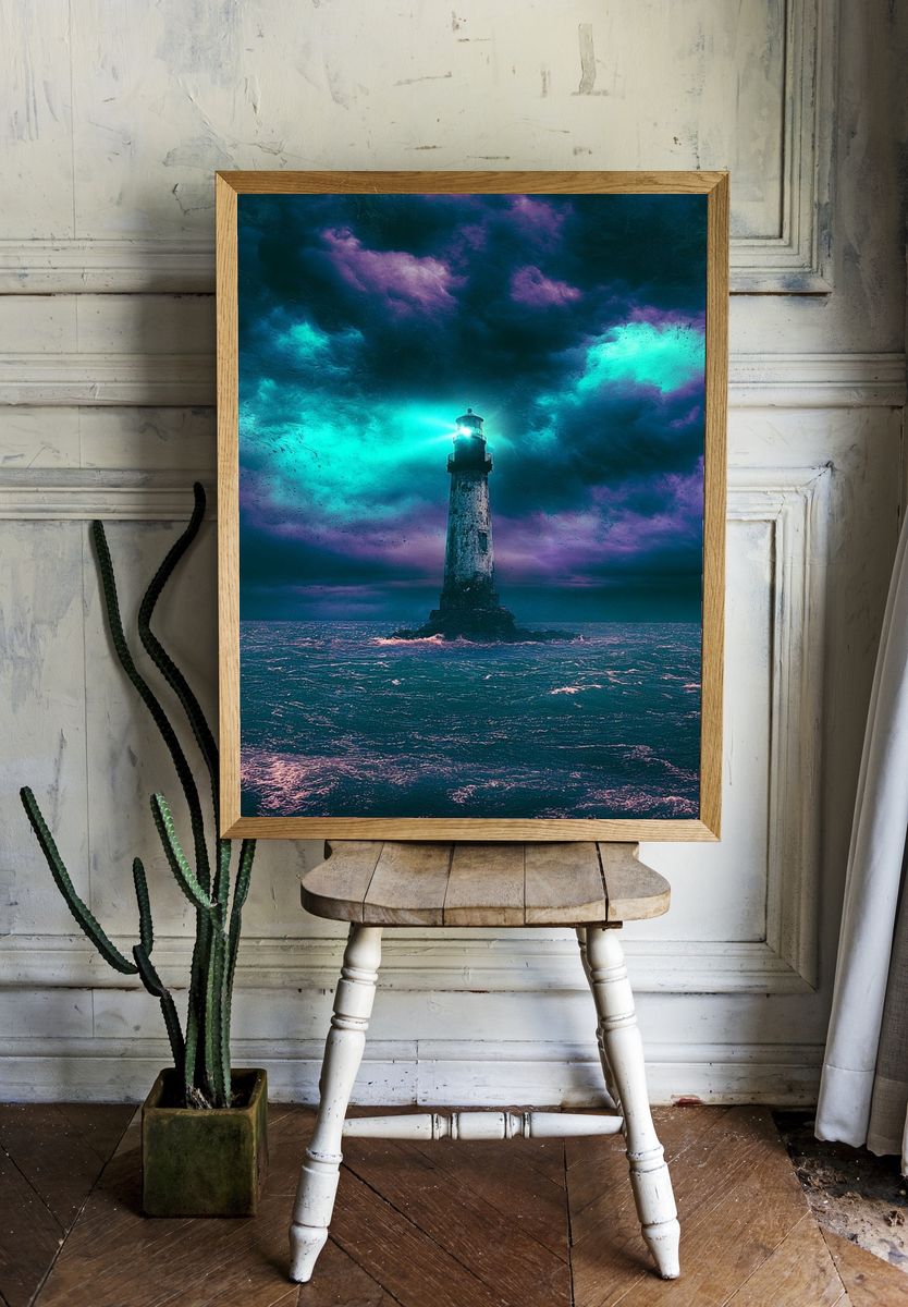 Lighthouse Stormscape Print. — room view 1