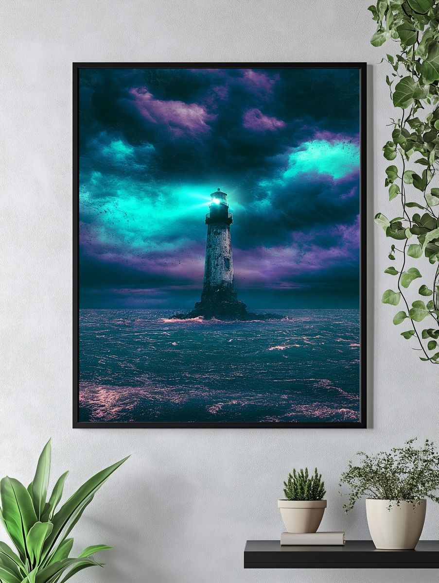 Lighthouse Stormscape Print. — room view 4