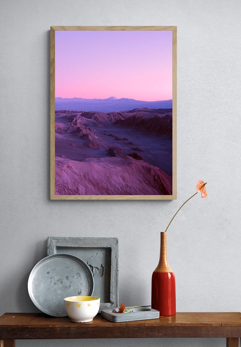 Pink Desert Dunes Landscape Poster. — room view 3