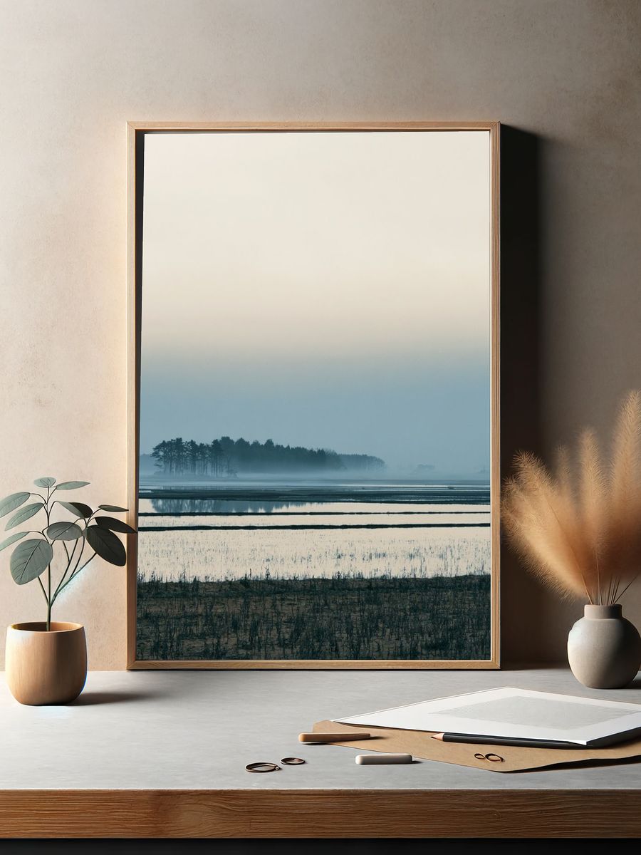 Misty Lake Landscape Poster. — room view 2