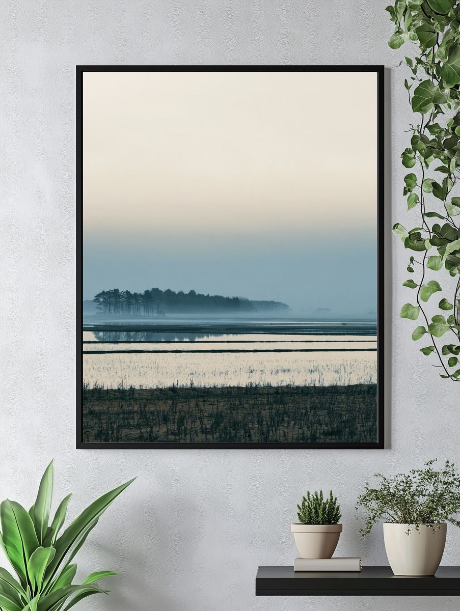 Misty Lake Landscape Poster. — room view 4