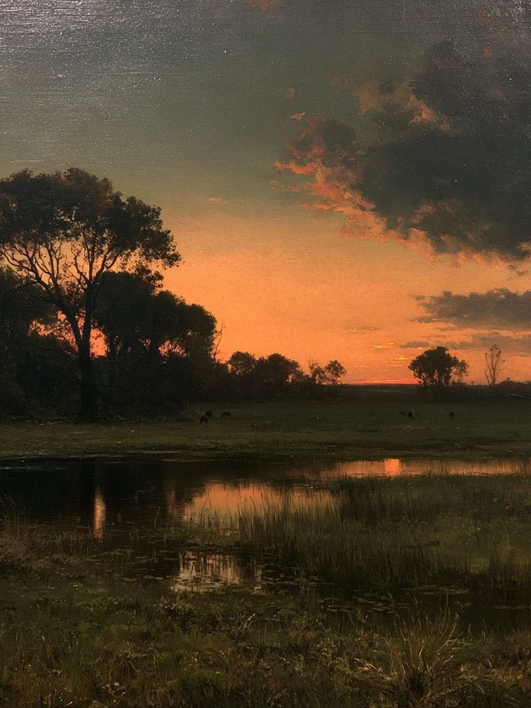 Sunset Wetland Landscape Poster. poster detail