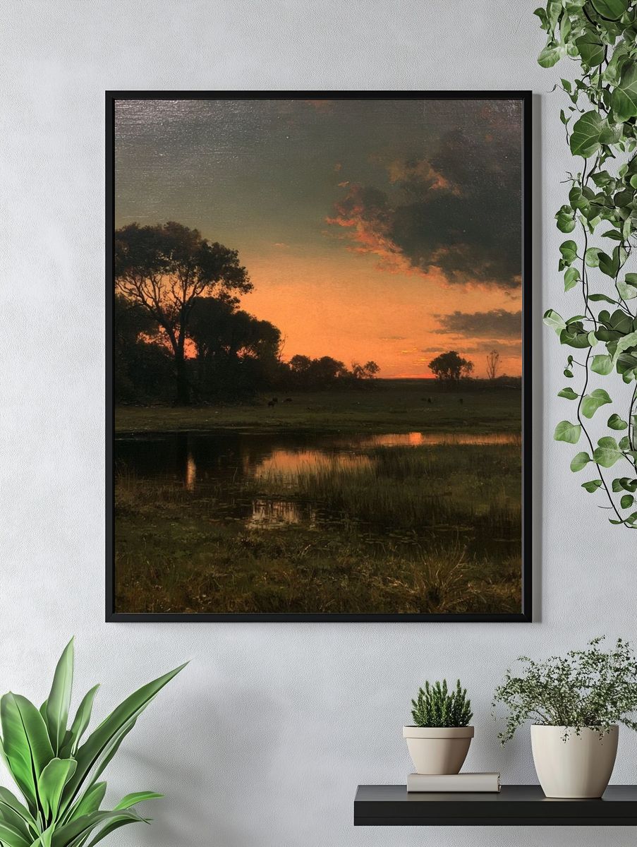 Sunset Wetland Landscape Poster. — room view 4