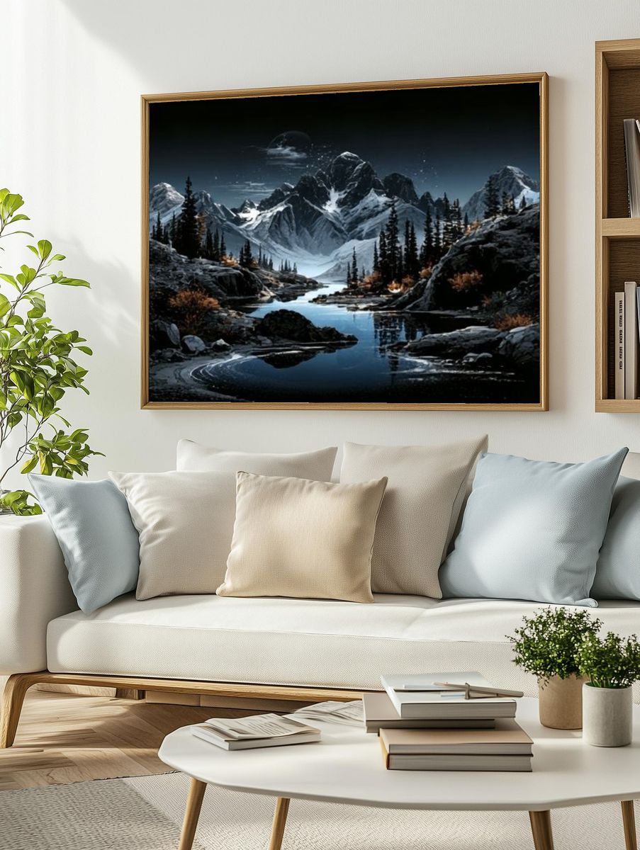 Moonlit Alpine Valley Poster. — room view 2