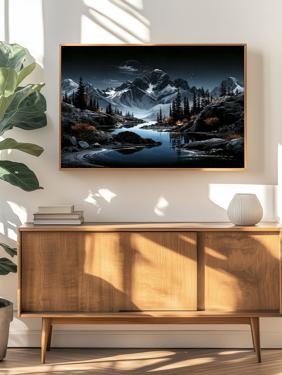 Moonlit Alpine Valley Poster. — room view 3