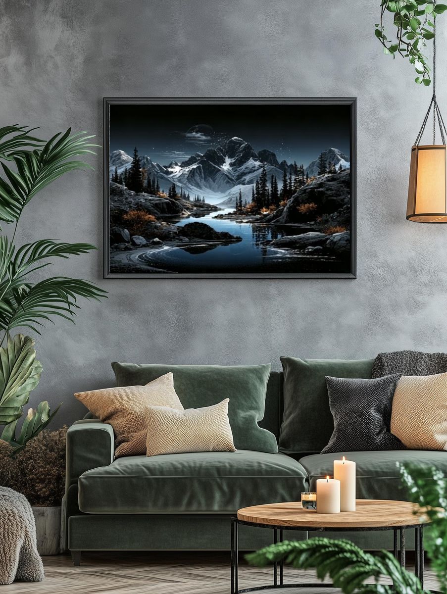 Moonlit Alpine Valley Poster. — room view 4