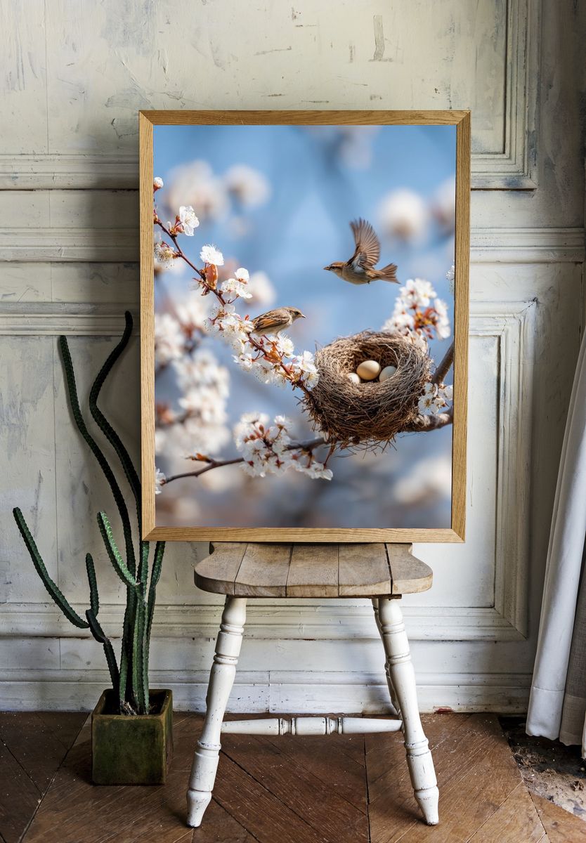 Spring Birds Nest Photography Poster room preview
