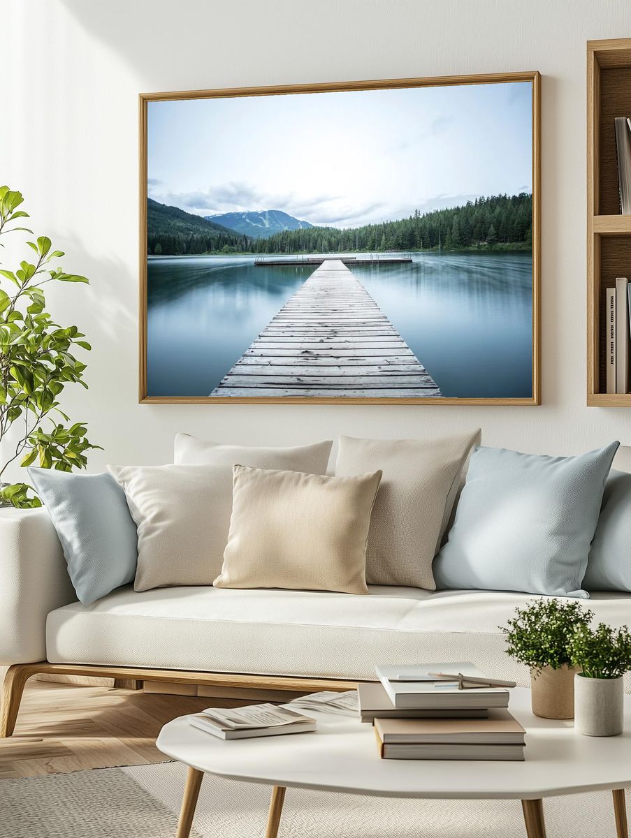 long wooden pier smooth lake. — room view 2
