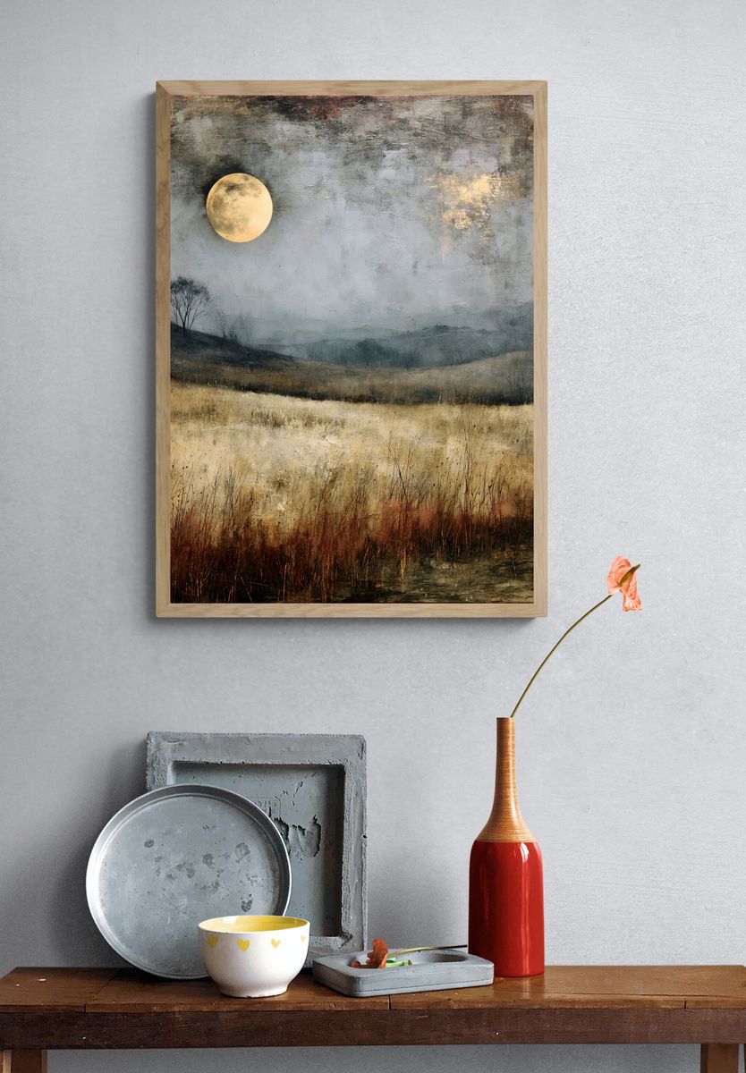 Moonlit Meadow Landscape Print. — room view 3