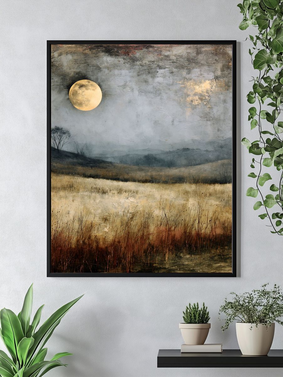 Moonlit Meadow Landscape Print. — room view 4