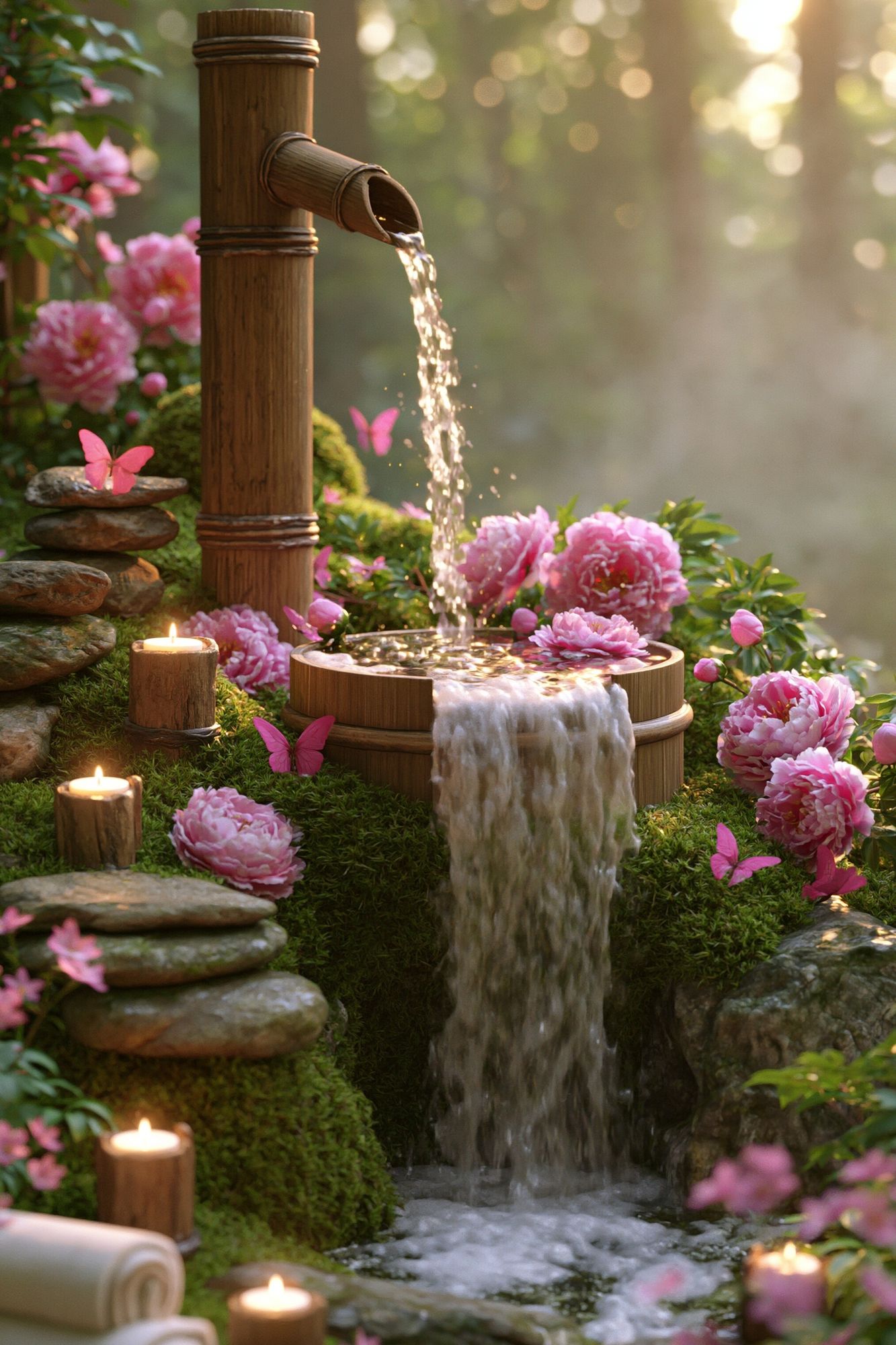 Zen Garden Waterfall Print. poster detail