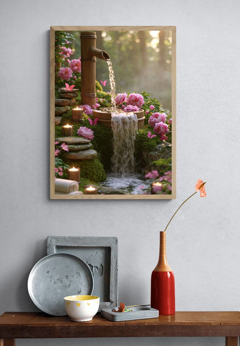 Zen Garden Waterfall Print. — room view 3