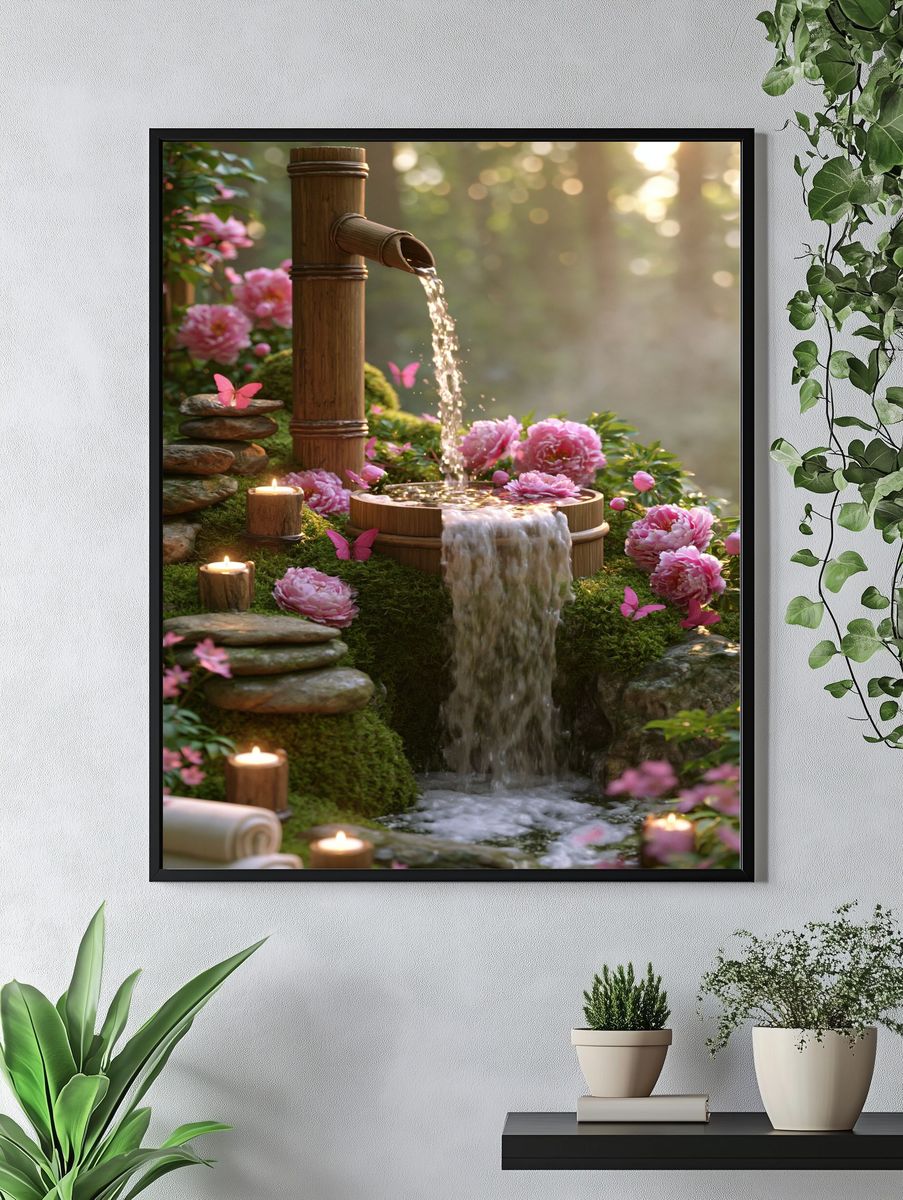 Zen Garden Waterfall Print. — room view 4