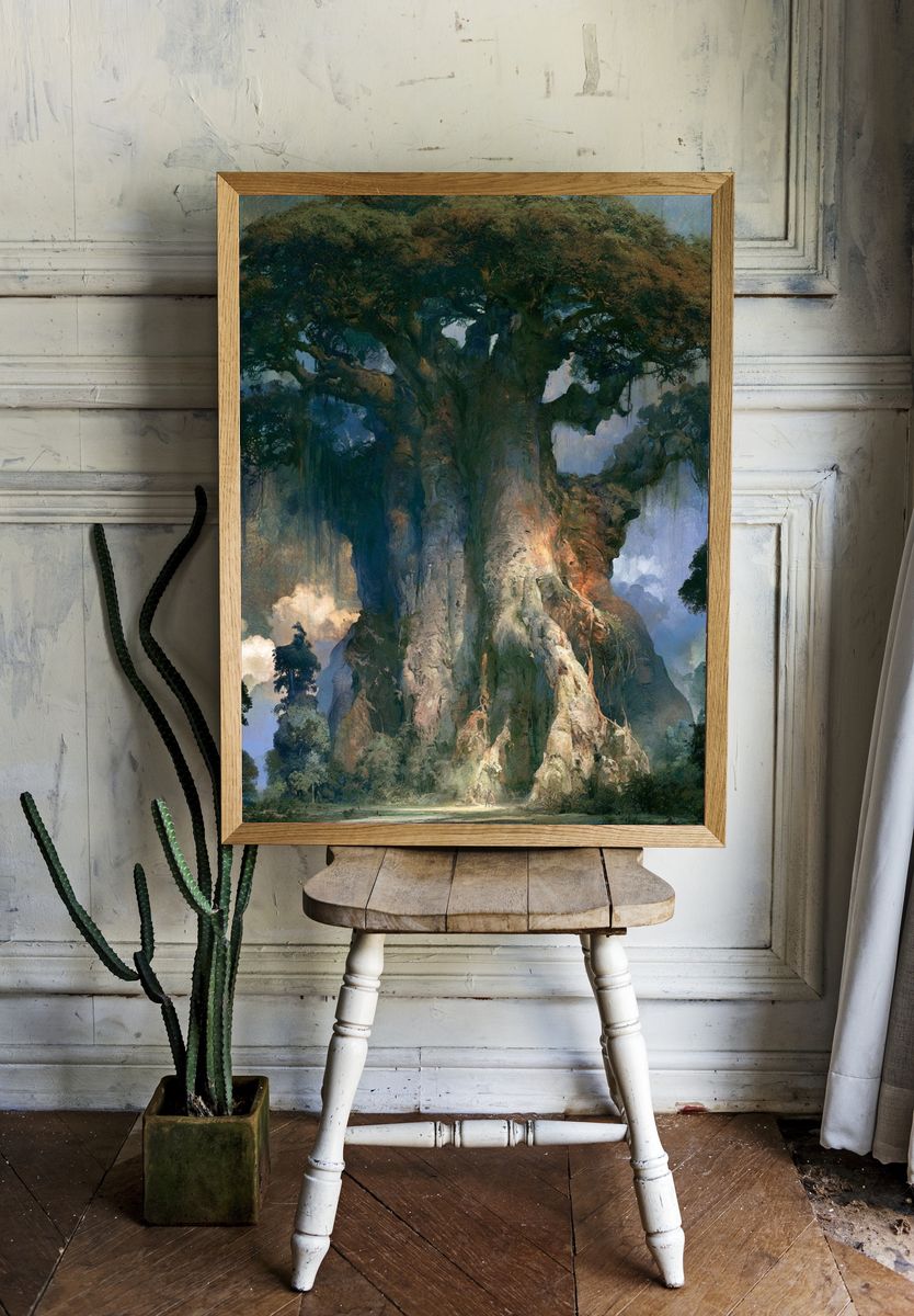 Ancient Tree Landscape Print. room preview