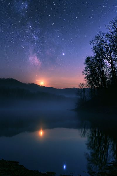 Milky Way Dawn Landscape Poster.