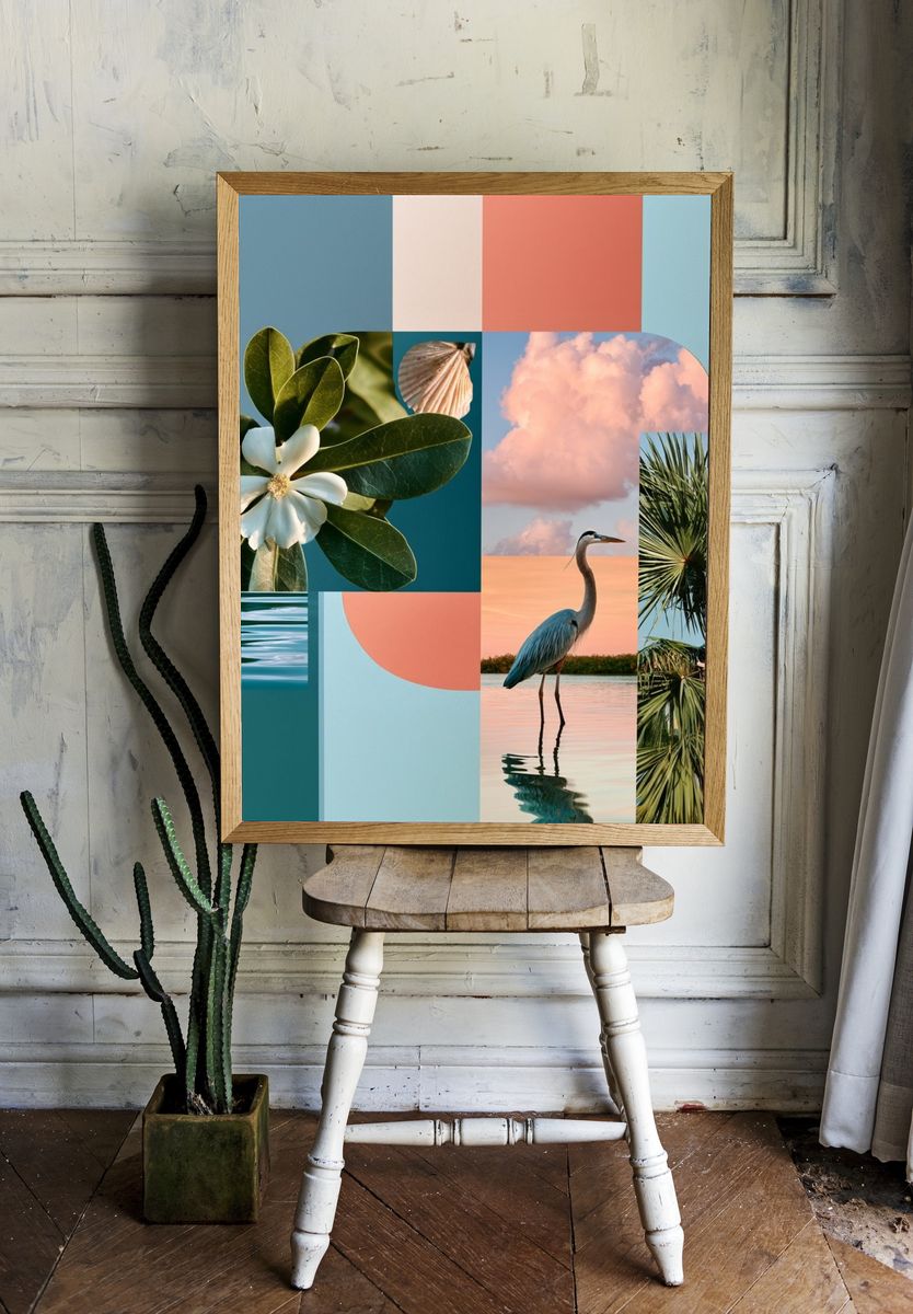 Tropical Collage Poster. room preview