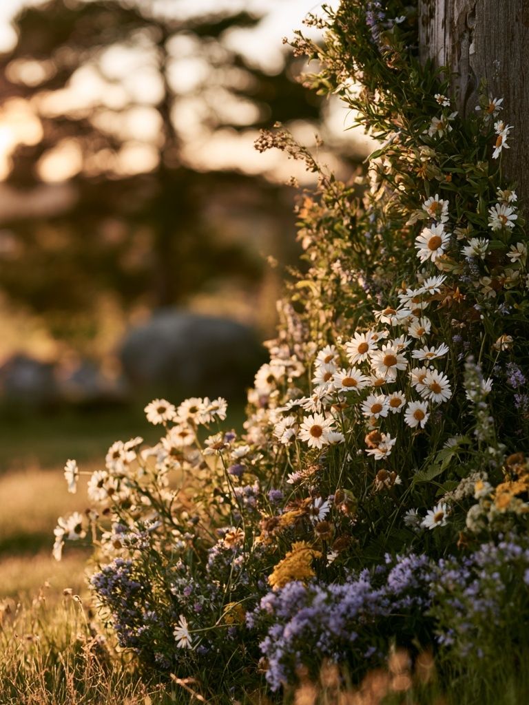 Wildflower Meadow at Sunset Poster. poster detail