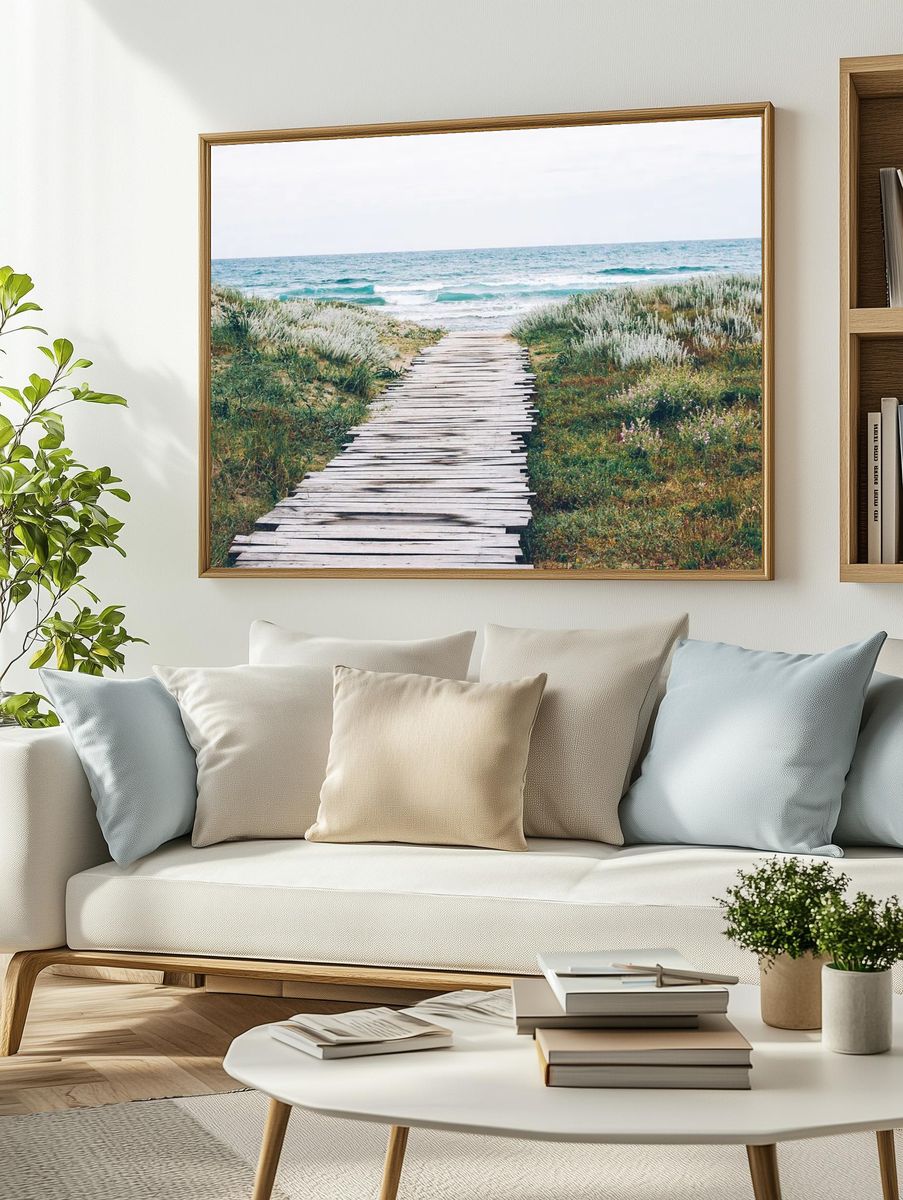 Wooden path grass ocean beach. — room view 2