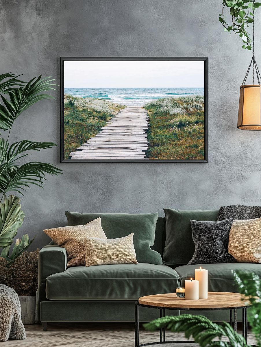 Wooden path grass ocean beach. — room view 4