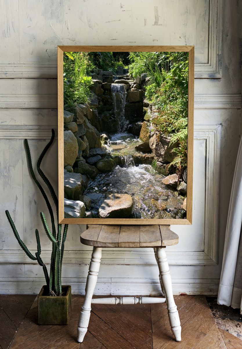 Garden Waterfall Nature Print. room preview