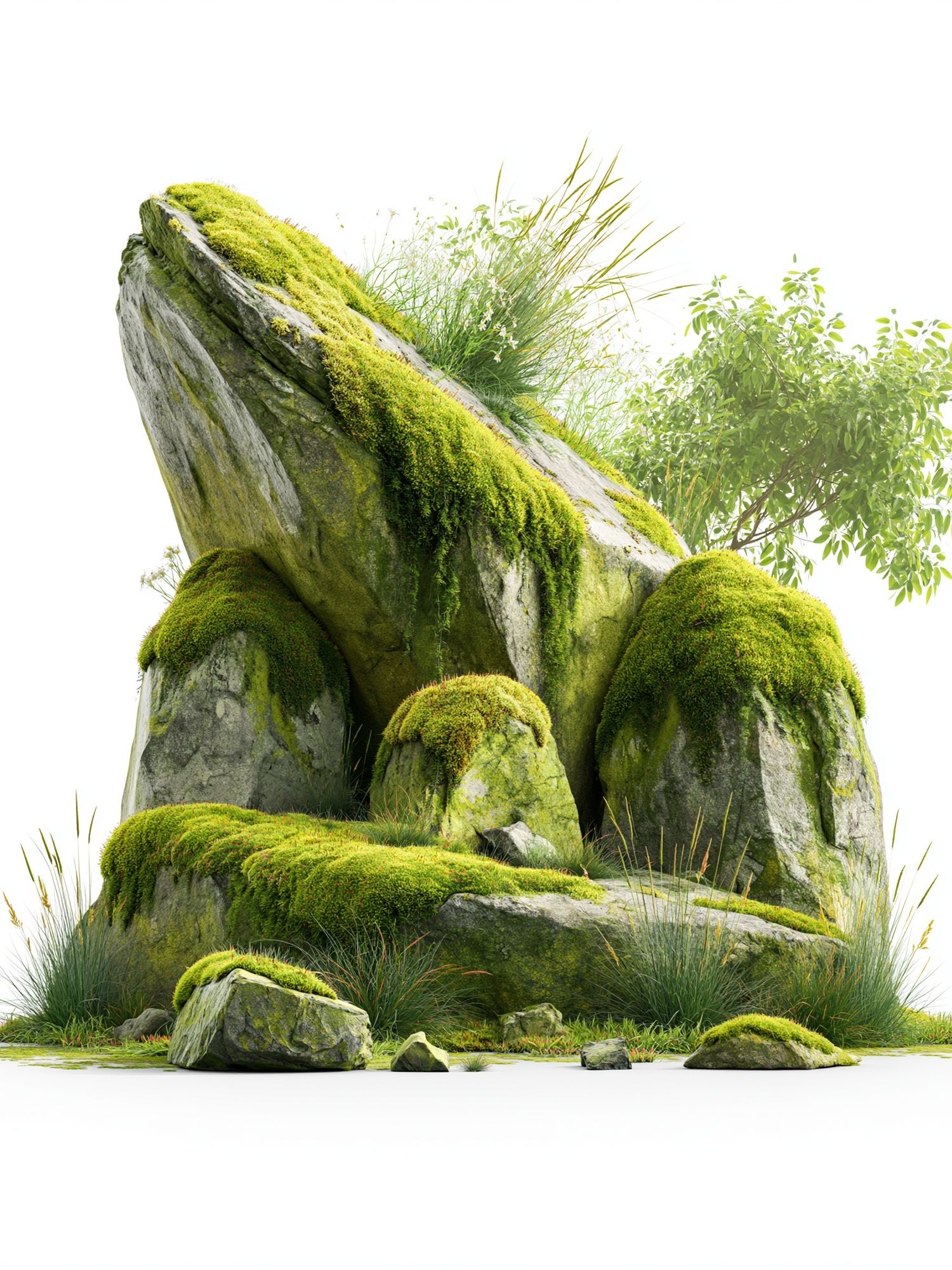 Mossy Rock Garden Print. poster — nature art
