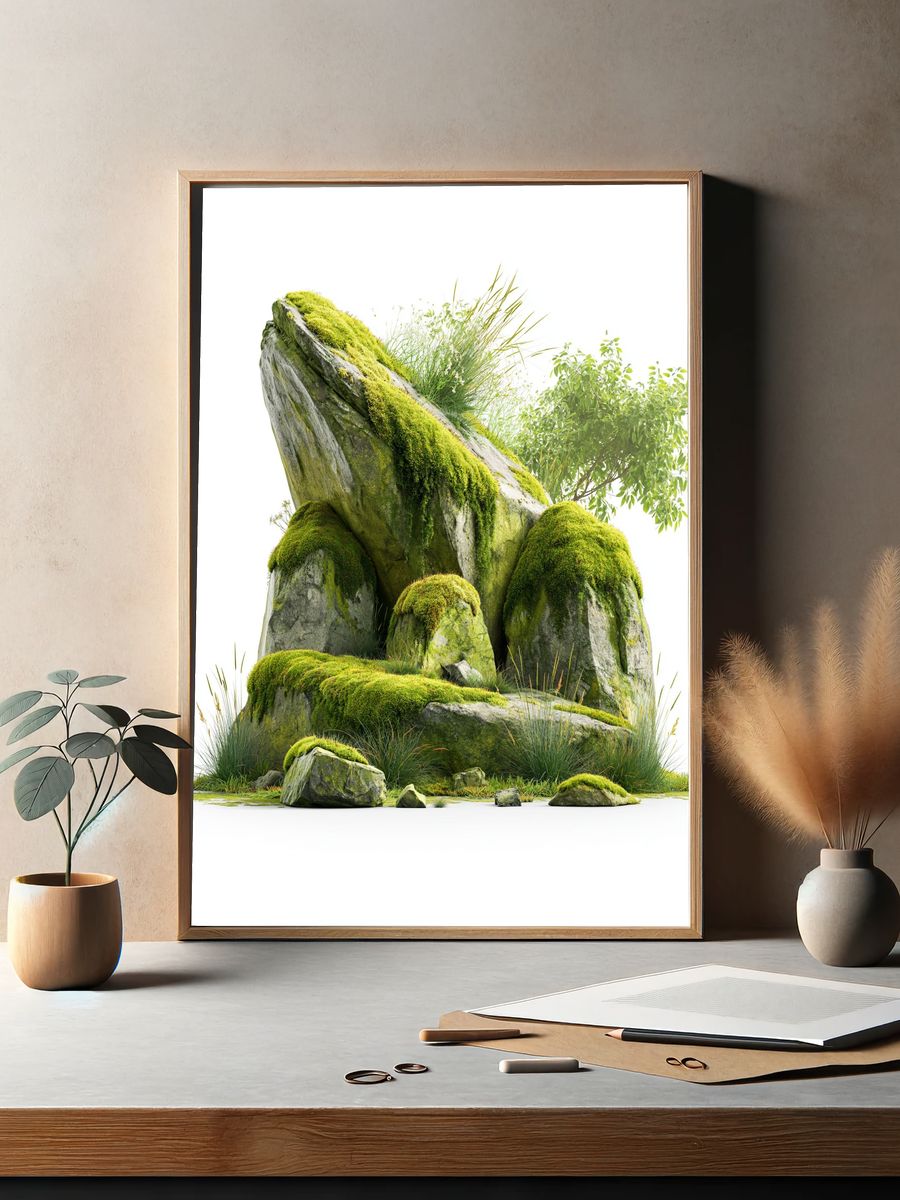 Mossy Rock Garden Print. — room view 2