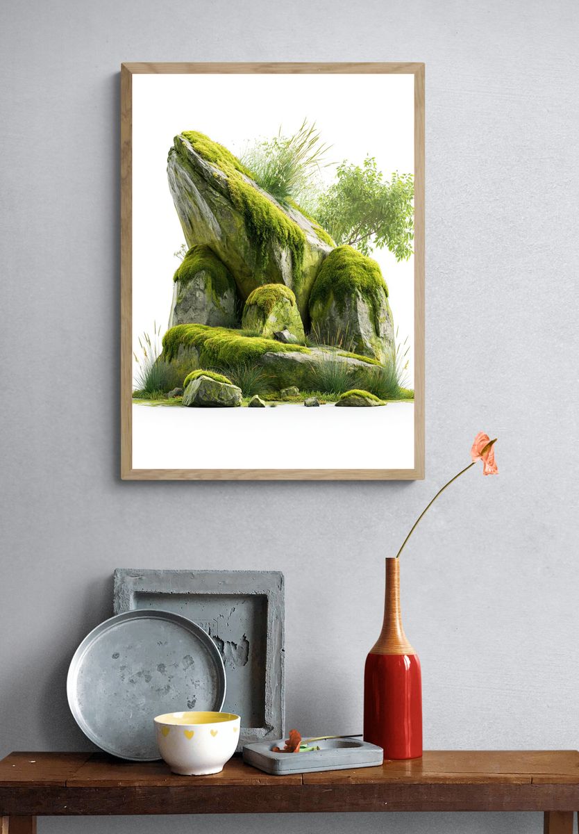 Mossy Rock Garden Print. — room view 3