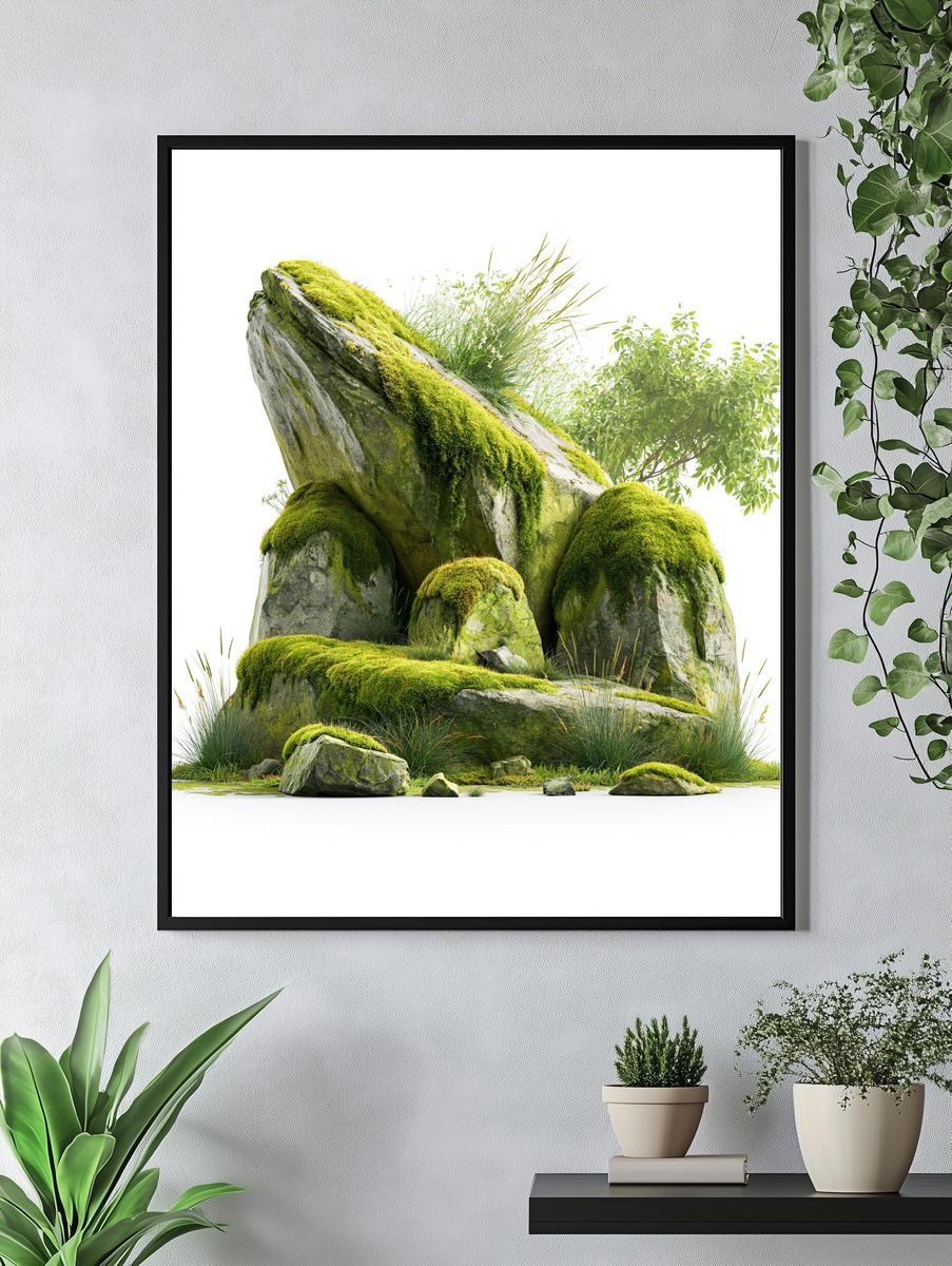 Mossy Rock Garden Print. — room view 4