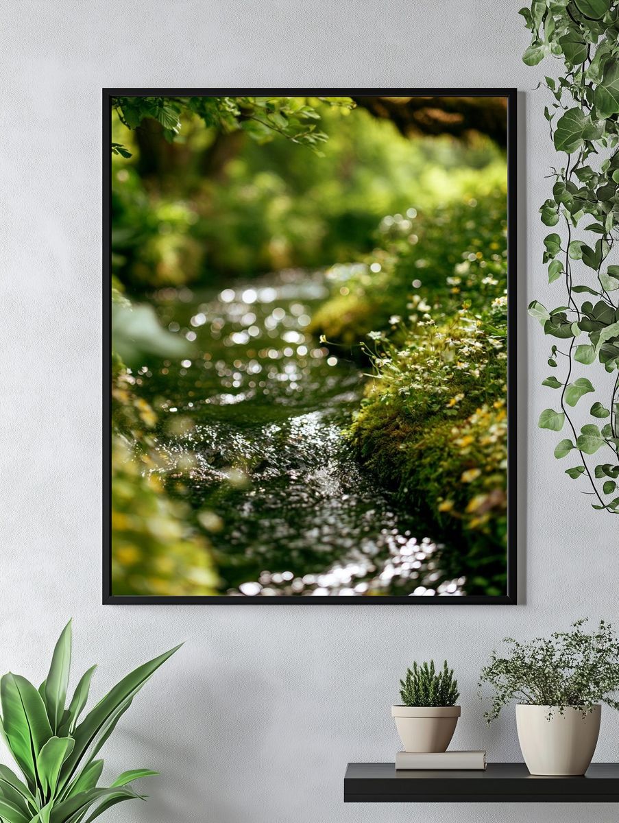 Mossy Forest Stream Photography Poster. — room view 4