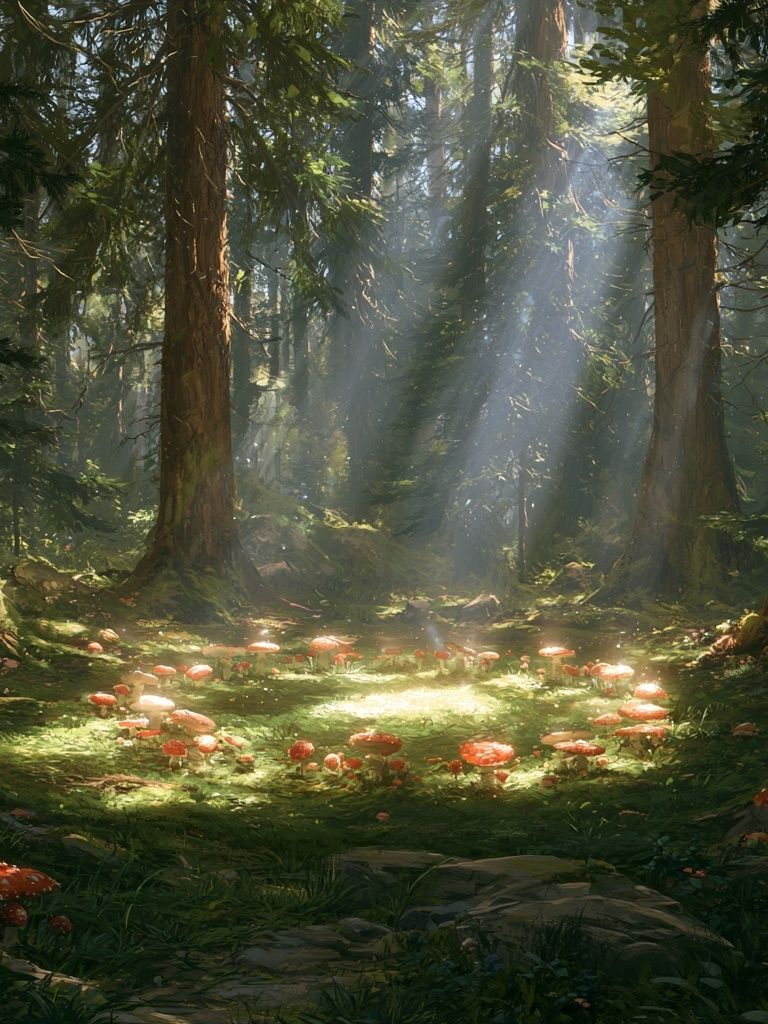 Enchanted Forest Mushrooms Poster. poster — nature art